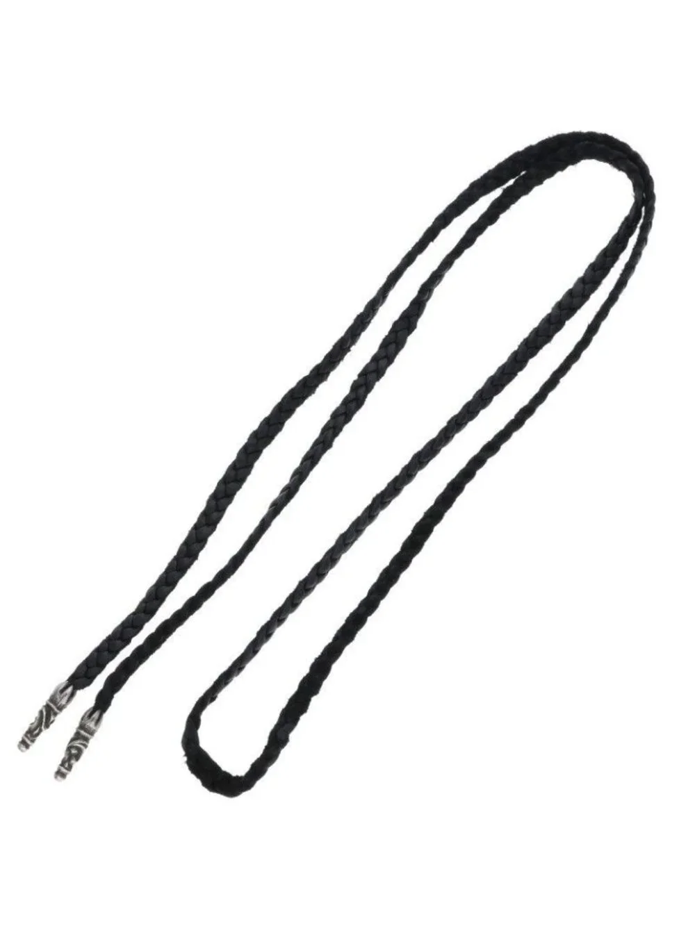 Chrome Hearts Leather Braid Scroll Silver Necklace